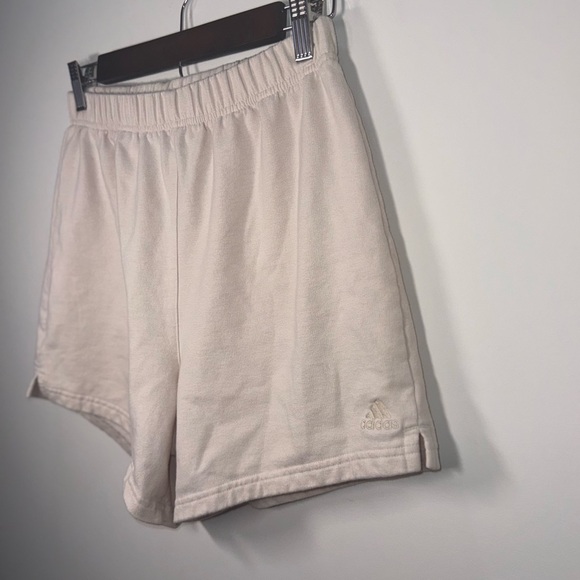 adidas Cream High-Rise Elastic Waist Women Athletic/Lounge Shorts Size Small - Picture 3 of 16